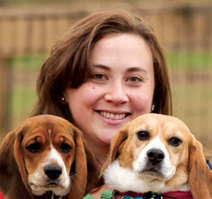 Jennifer Nagashima with her two beagles