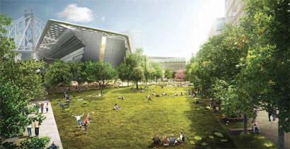 Artists rendition of a lawn on the tech campus