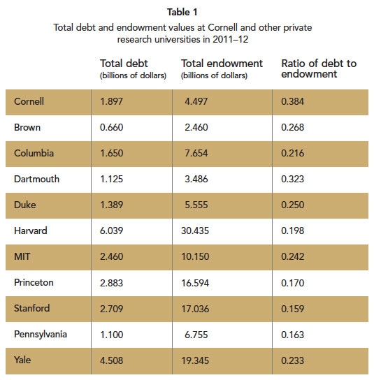 debt and endowment chart