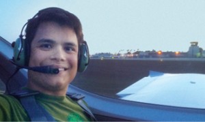 Engineer Alex Loo ’06 (seen in the cockpit) got a pilot’s license so he could qualify to fly the drones commercially.