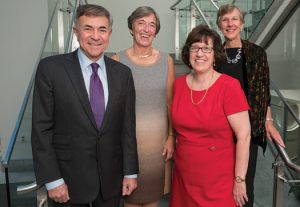 From left to right, Robert Harrison, Susan Murphy, Martha Pollack, Janet Corson-Rikert in a posed photo