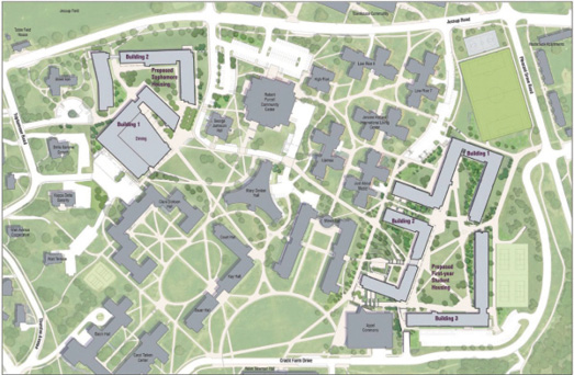 Plan map of the new north campus housing construction
