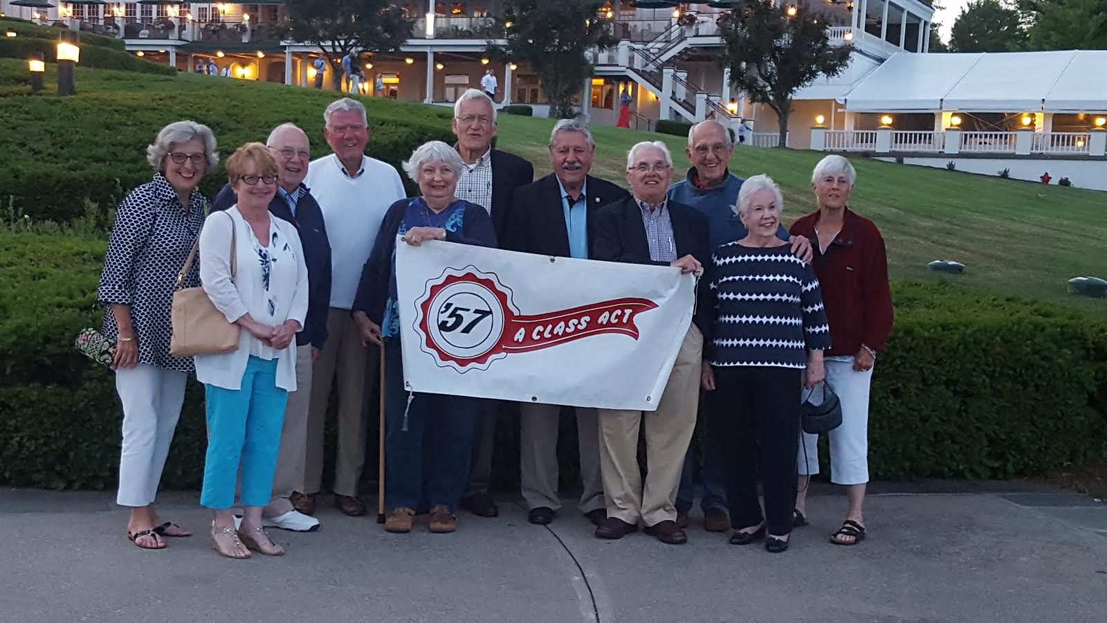 Eleven members of the Class of ’57 DU Classmates Reunion at Sagamore on Lake Geroge, June 25-27, 2018